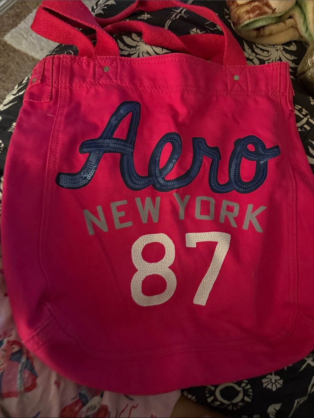Aeropostale New York 87 Hot Pink Canvas Tote